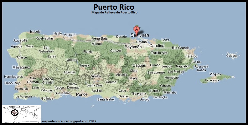Mapa de Puerto Rico, Vista Satelital